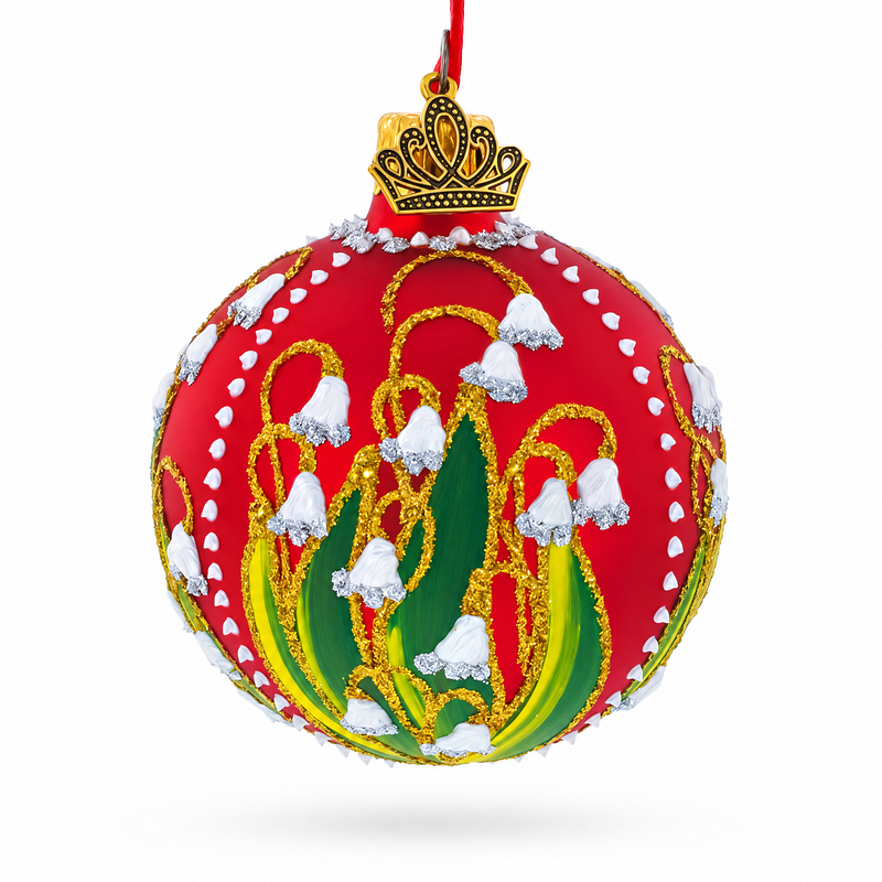 1898 Lilies of the Valley Royal Glass Ball Christmas Ornament 2.4 Inches
