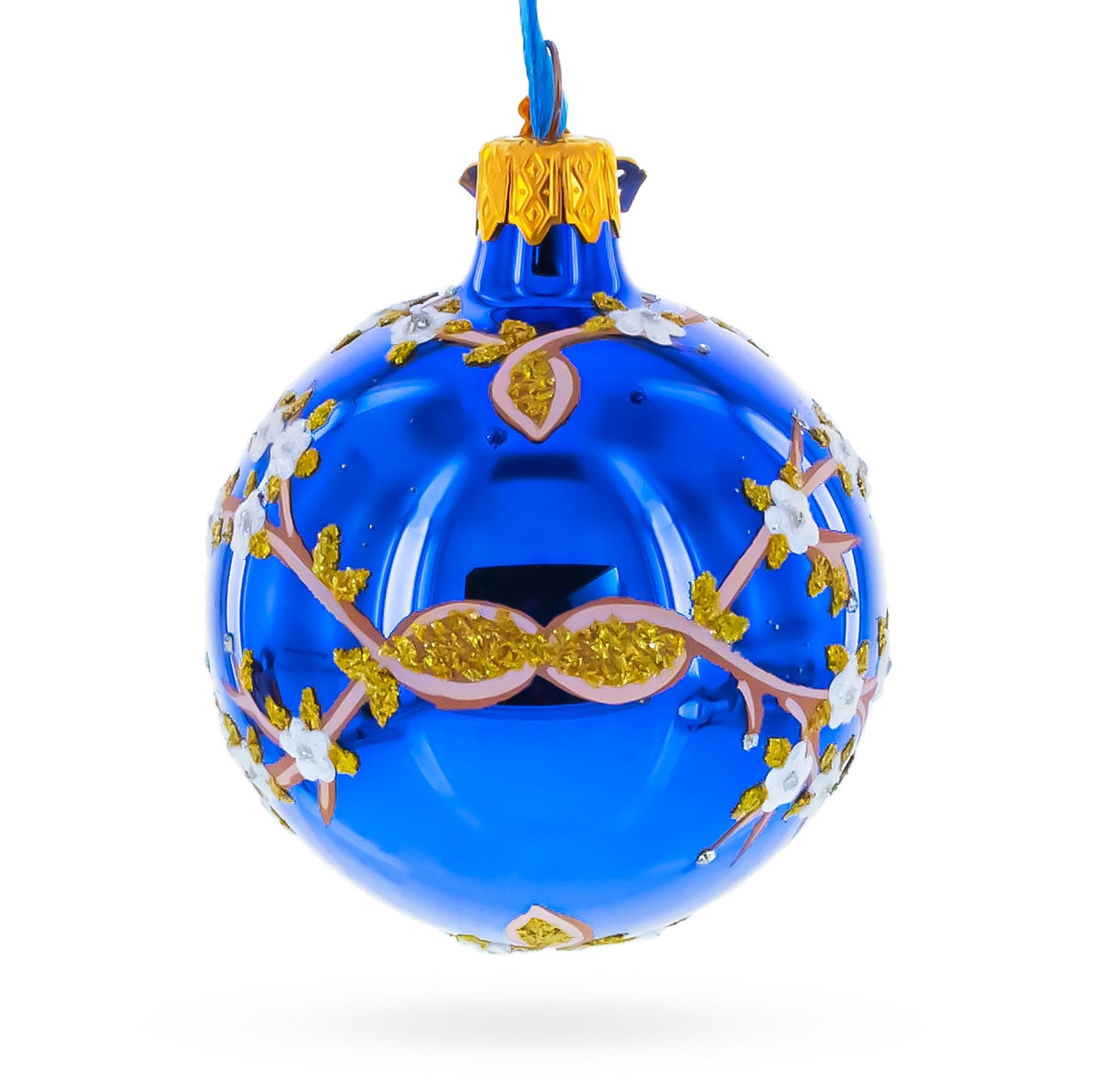1901 Kelch Apple Blossom Royal Glass Ball Christmas Ornament 2.4 Inches
