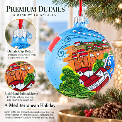 Kaleici Center of Antalya, Turkey Glass Ball Christmas Ornament 4 Inches
