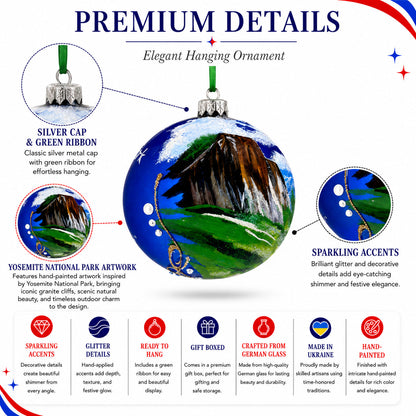 Yosemite National Park Glass Christmas Ornament