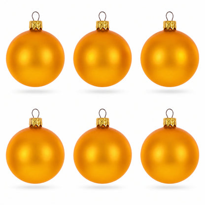 Set of 6 Matte Yellow Glass Ball Christmas Ornaments 2.4 Inches