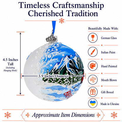 Breckenridge, Colorado Mountain Scene Skier Christmas Tree Ornament 4 Inches