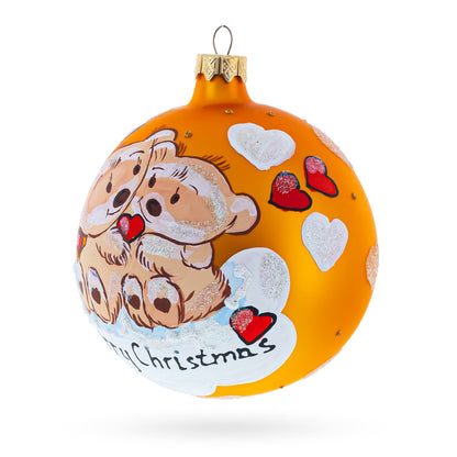 Merry Christmas from Two Bears in Love Glass Ball Christmas Ornament 4 Inches