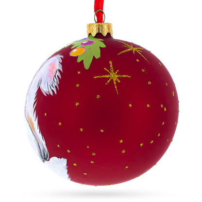 Fluffy White Persian Cat Glass Ball Christmas Ornament 3.25 Inches