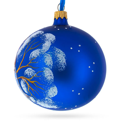 Bird Immersed in a Book Hand-Glass Ball Christmas Ornament 4 Inches