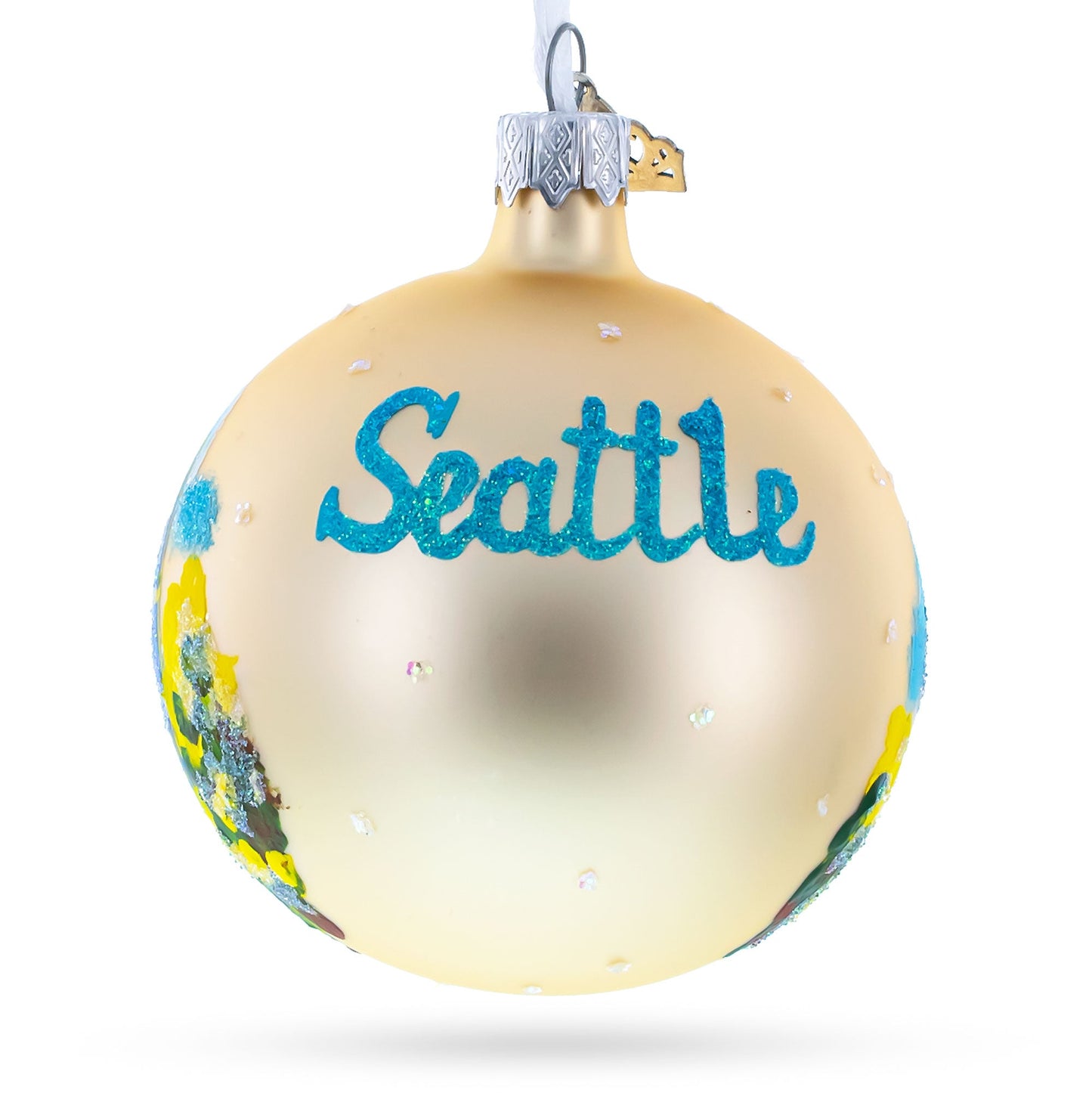 Seattle, Washington Glass Ball Christmas Ornament 3.25 Inches