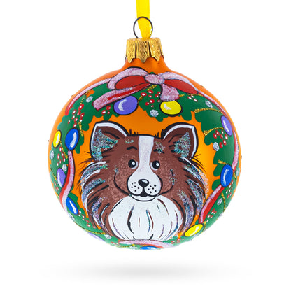 Collie Dog Glass Ball Christmas Ornament 3.25 Inches
