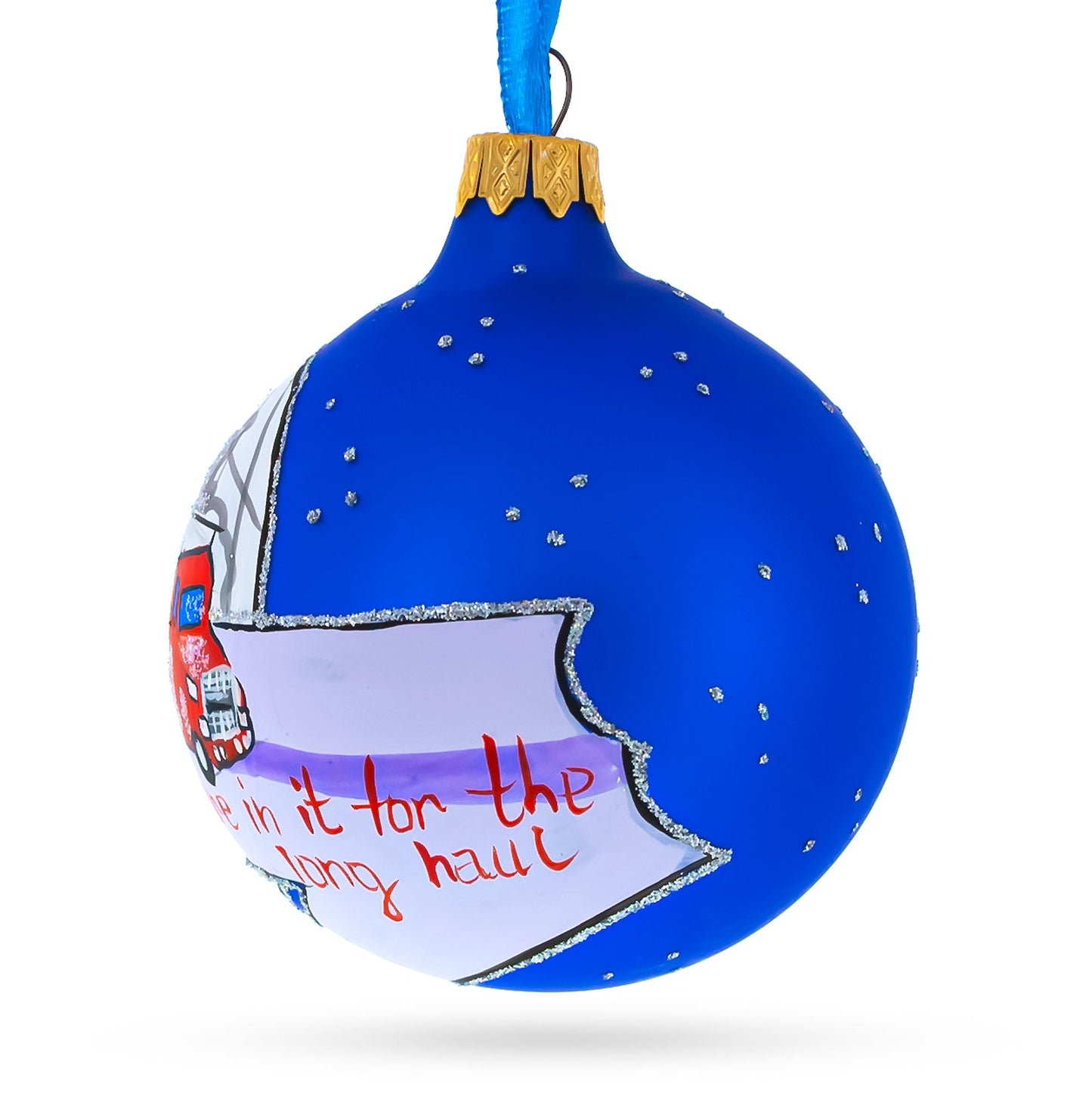Truck Driver Glass Ball Christmas Ornament 3.25 Inches