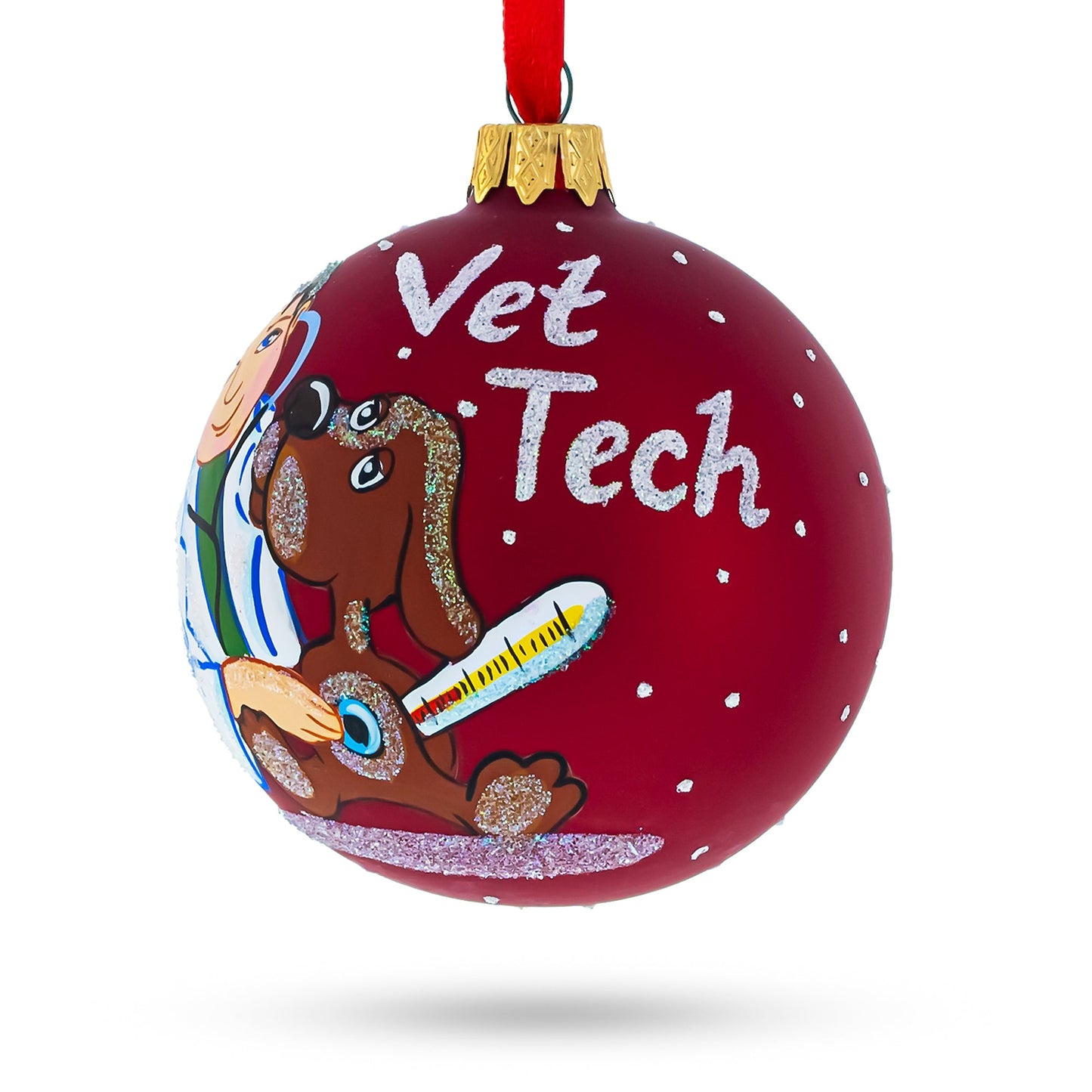 Veterinarian Technician Glass Ball Christmas Ornament 3.25 Inches