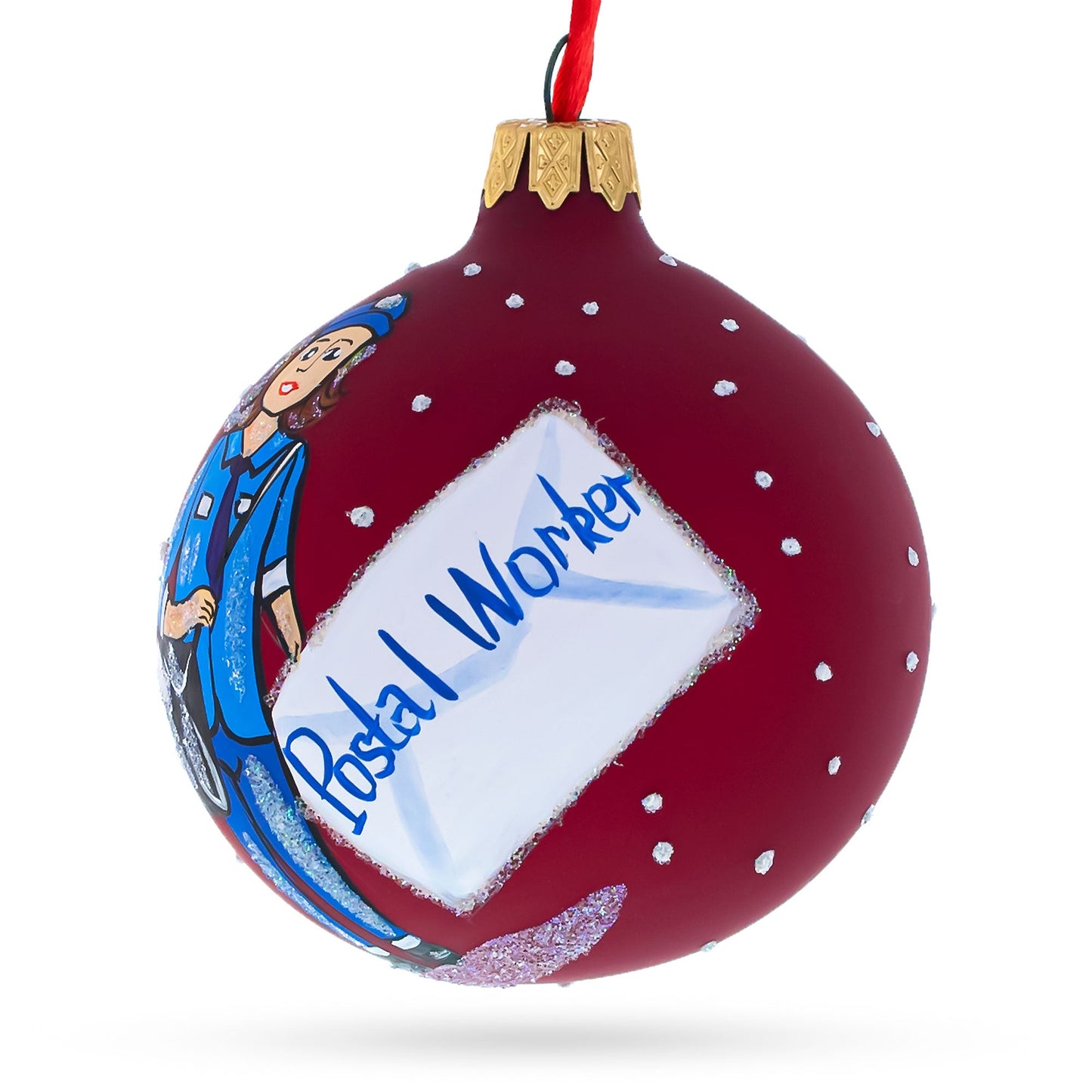 Postal Worker Glass Ball Christmas Ornament 3.25 Inches