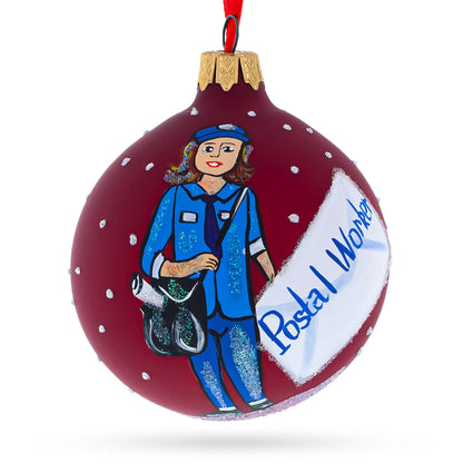 Postal Worker Glass Ball Christmas Ornament 3.25 Inches