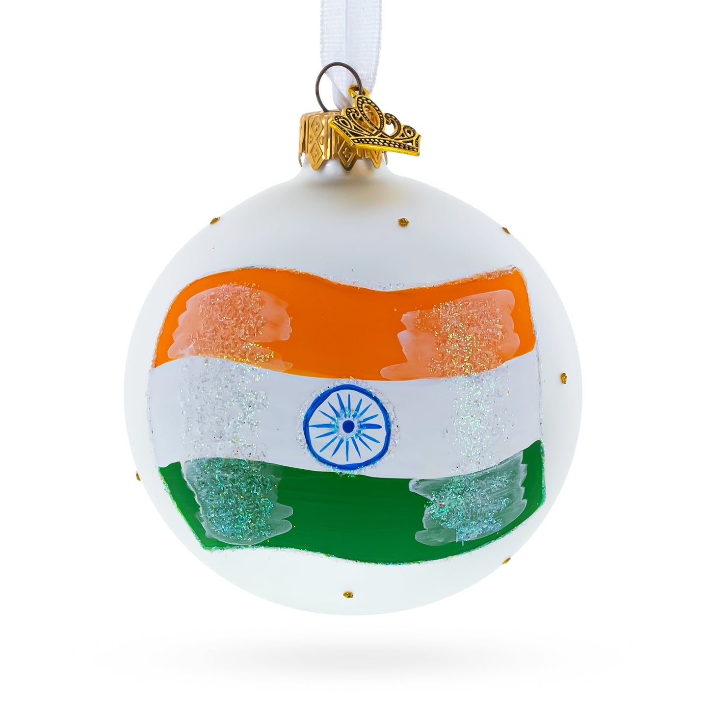 Flag of India Glass Ball Christmas Ornament 3.25 Inches
