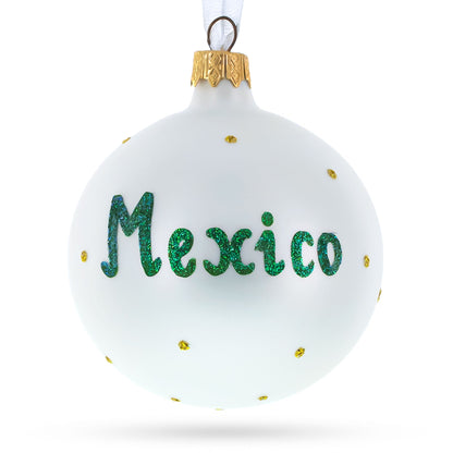 Flag of Mexico Glass Ball Christmas Ornament 3.25 Inches