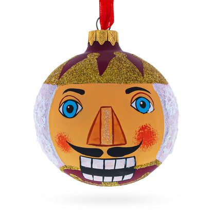 Nutcracker Glass Ball Christmas Ornament 3.25 Inches