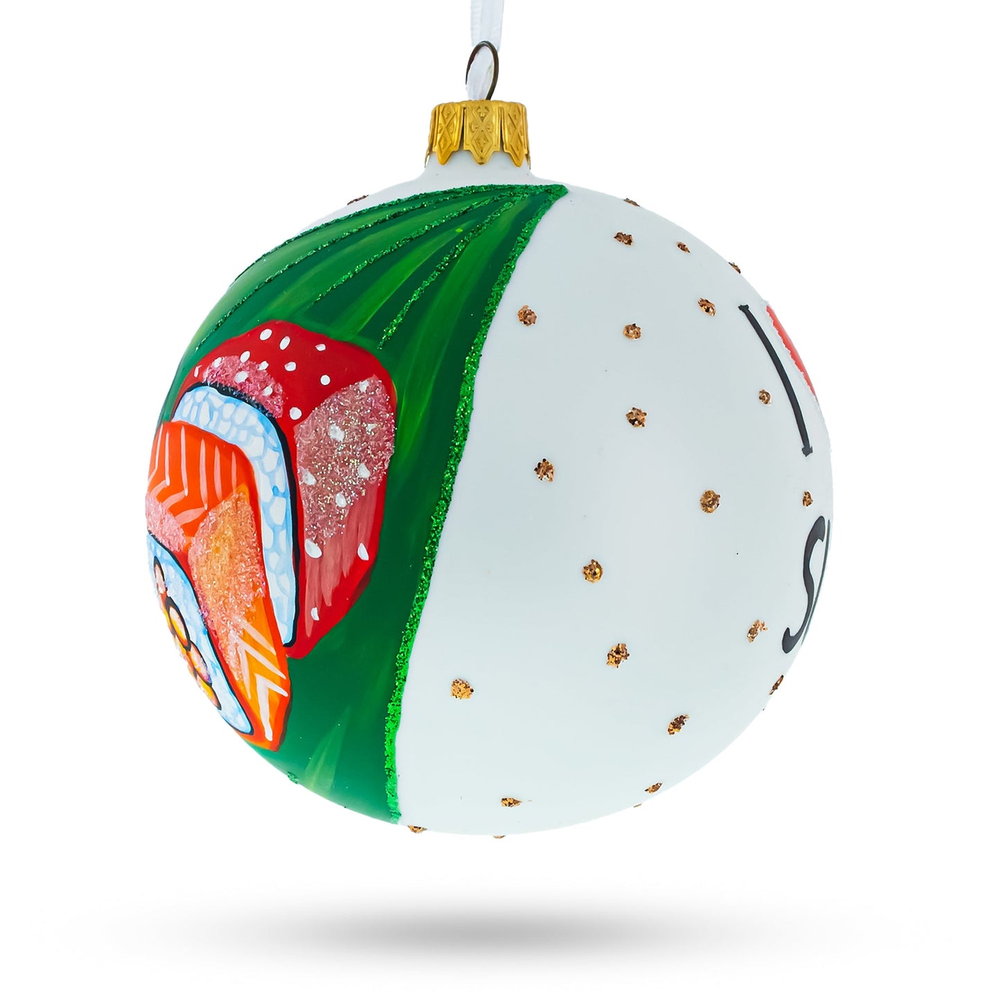 Sushi Lover Glass Ball Christmas Ornament 4 Inches