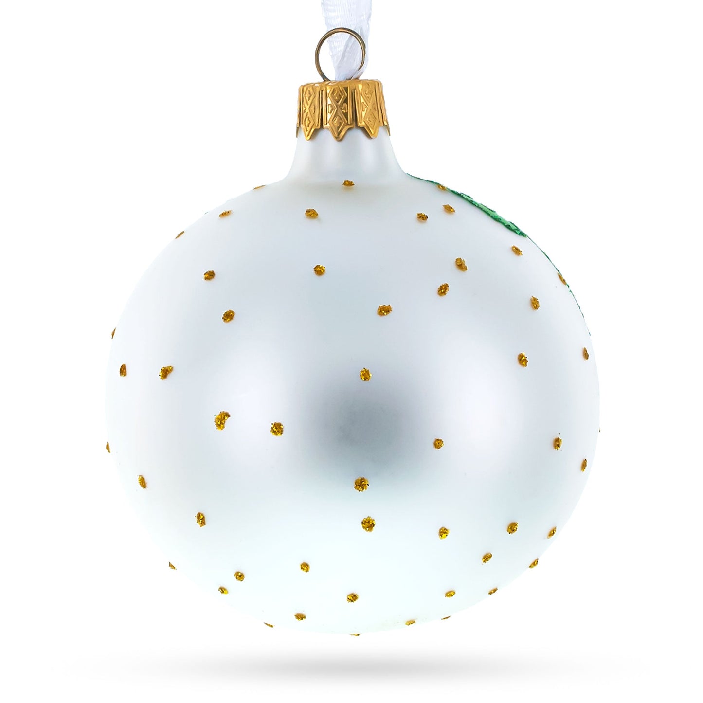 Nutcracker and Christmas Tree Glass Ball Ornament 3.25 Inches