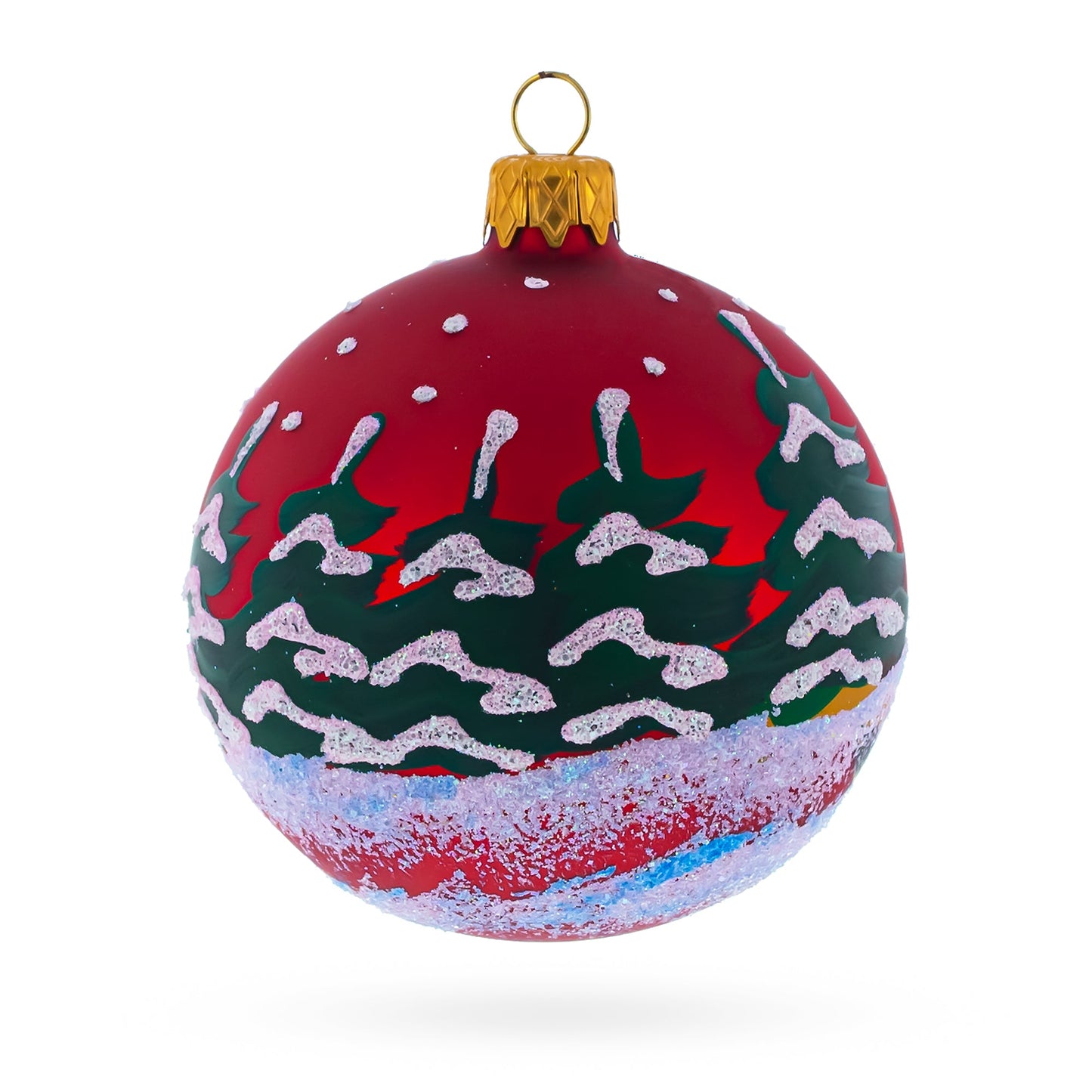 Cat in Chimney Glass Ball Christmas Ornament 3.25 Inches