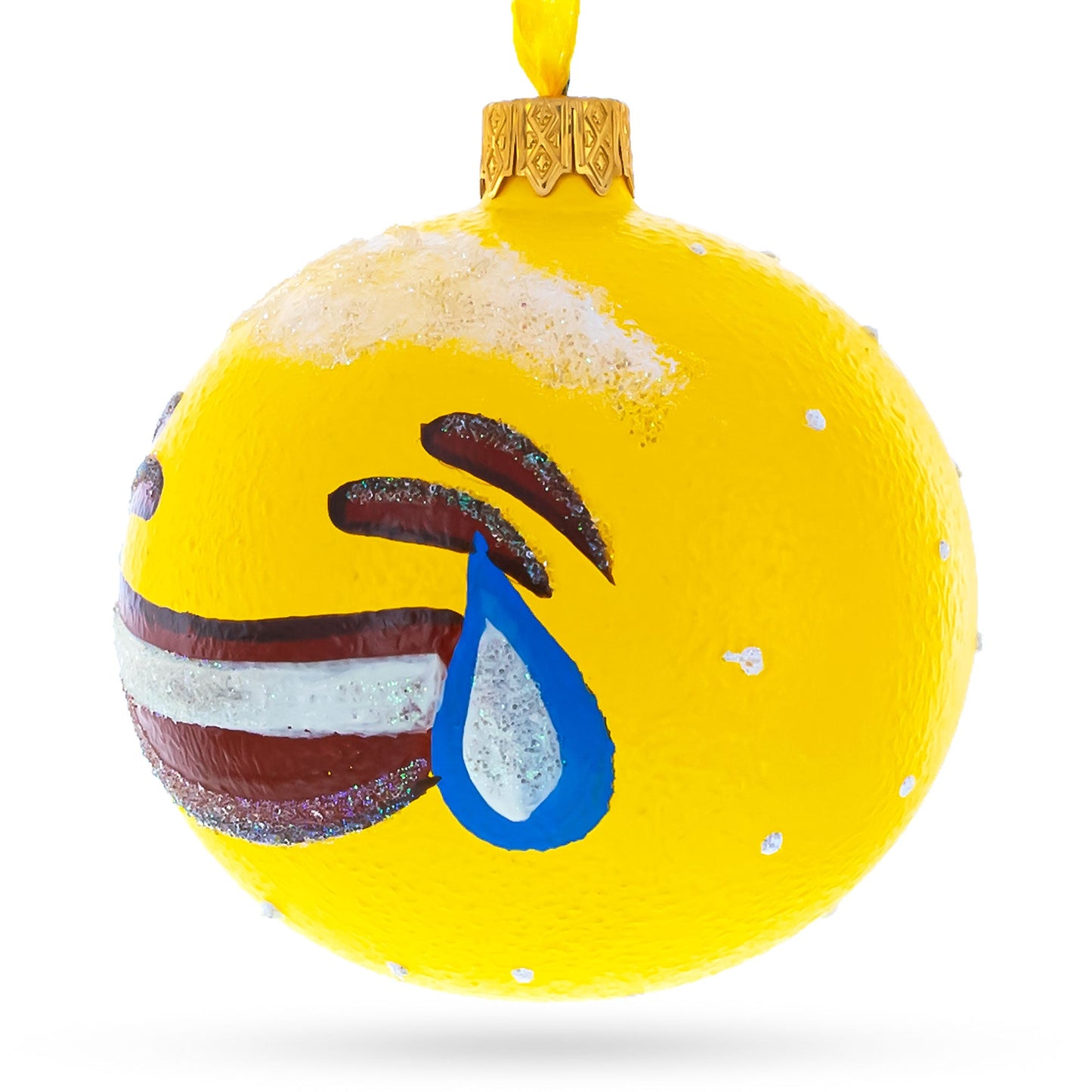 Laughing Facial Expressions Glass Ball Christmas Ornament 3.25 Inches