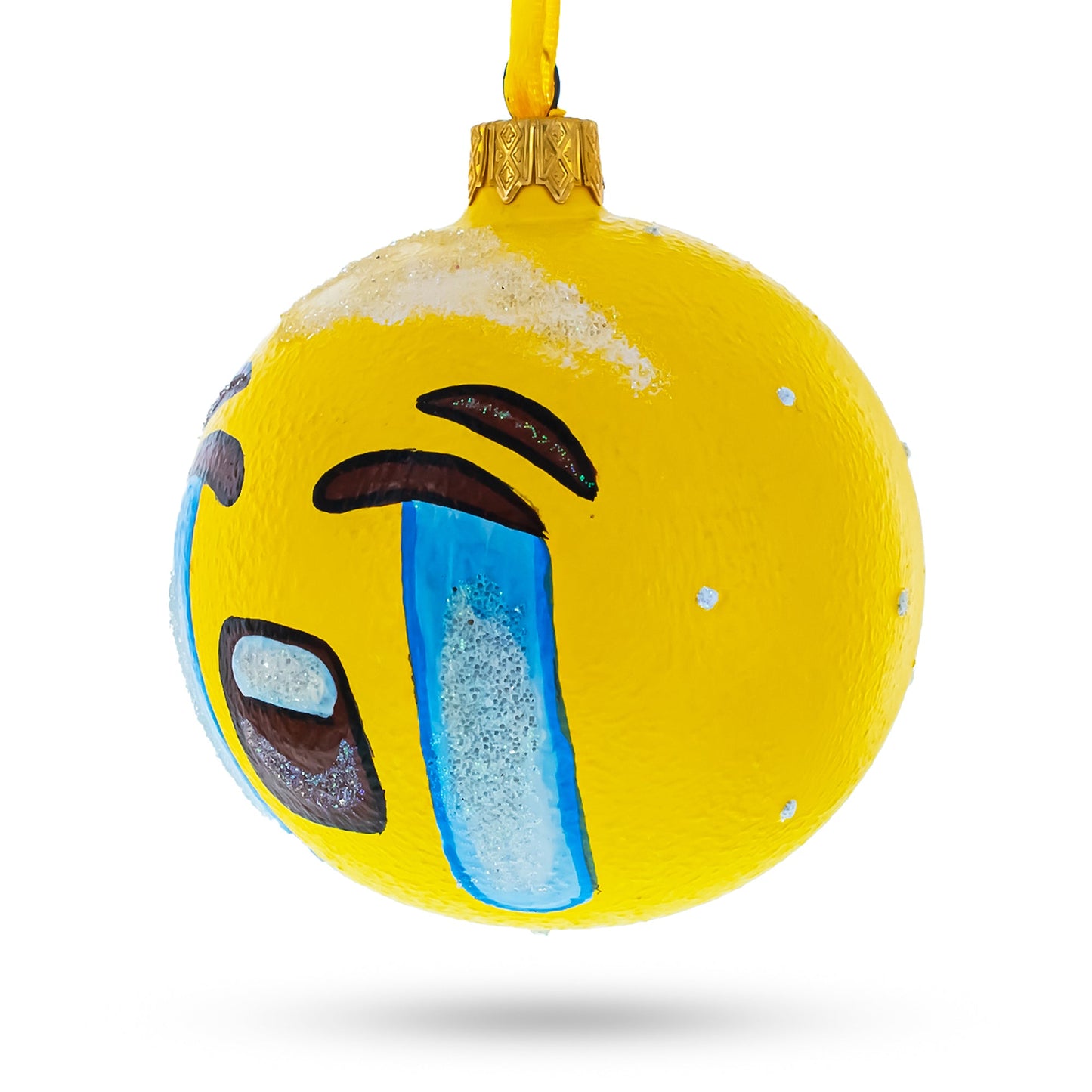 Loudly Crying Facial Expressions Glass Ball Christmas Ornament 3.25 Inches
