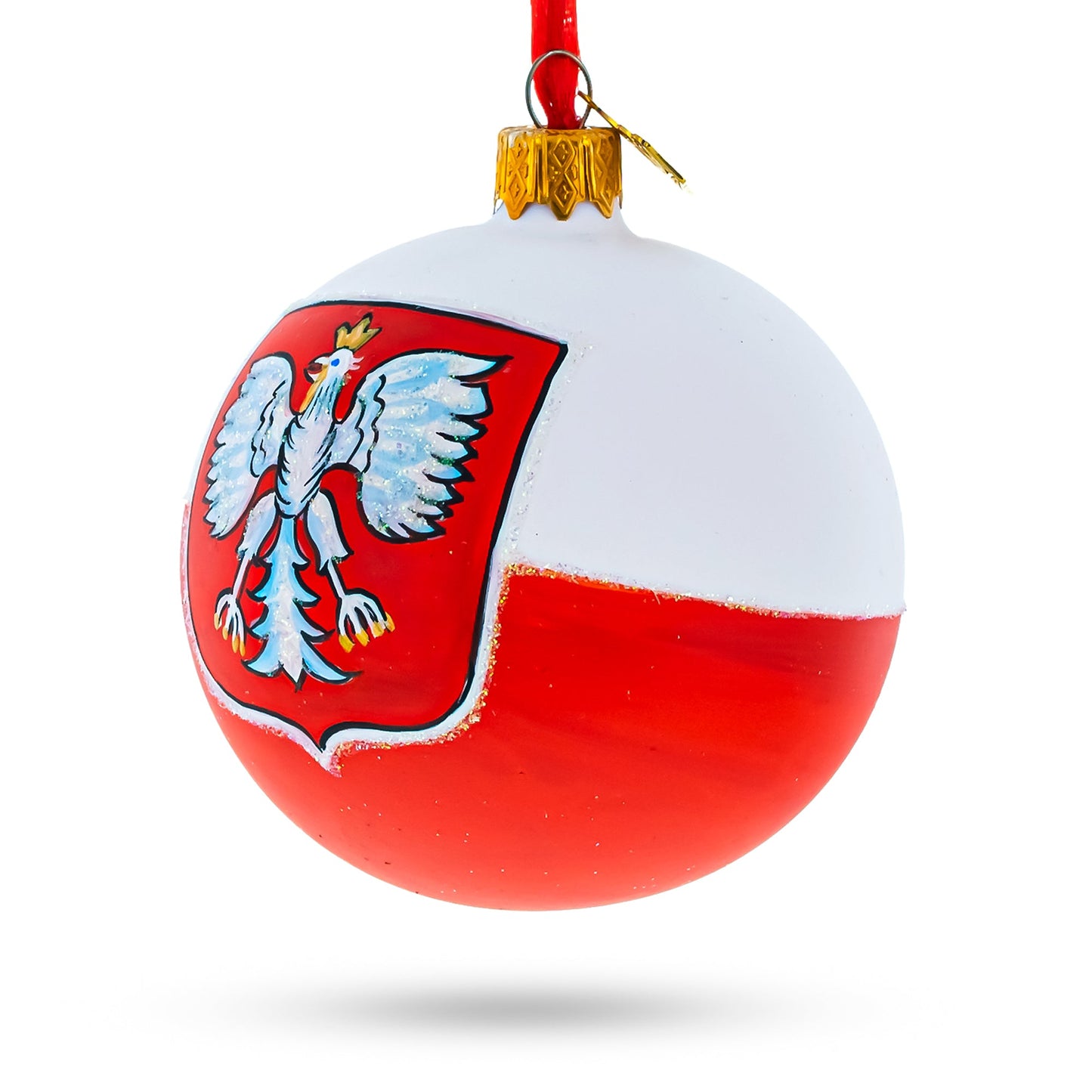 Poland Coat of Arms Glass Ball Christmas Ornament 3.25 Inches