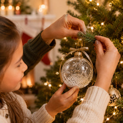 Set of 6 Clear Glass Ball Christmas Ornaments DIY Craft 3.25 Inches