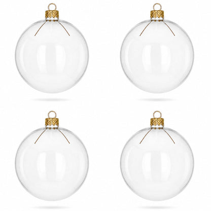 Set of 4 Clear Glass Ball Christmas Ornaments DIY Craft 4 Inches