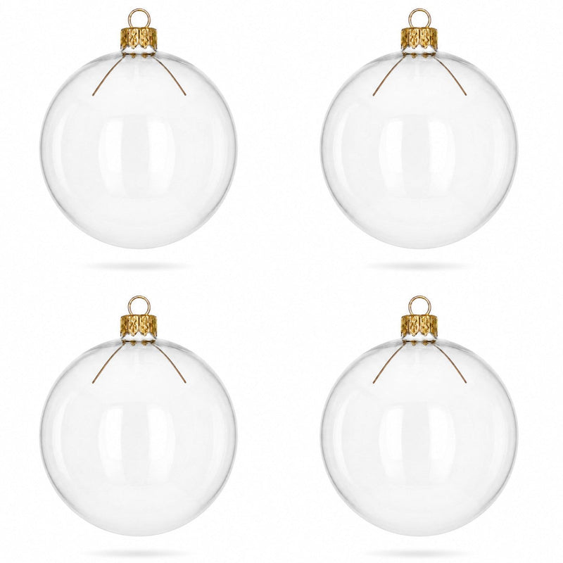 Set of 4 Clear Glass Ball Christmas Ornaments DIY Craft 4 Inches