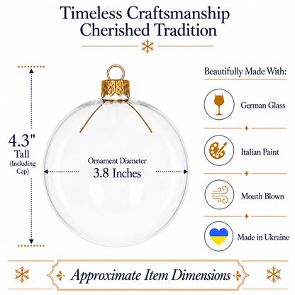 Set of 4 Clear Glass Ball Christmas Ornaments DIY Craft 4 Inches