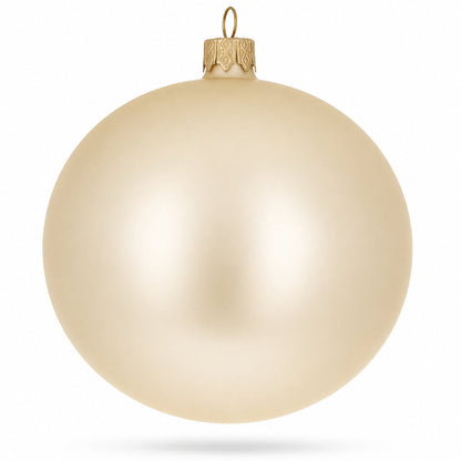 Set of 4 Beige Glass Ball Christmas Ornaments 4 Inches