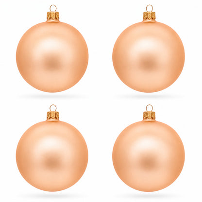 Set of 4 Rose Gold Glass Ball Ornaments 4 Inches
