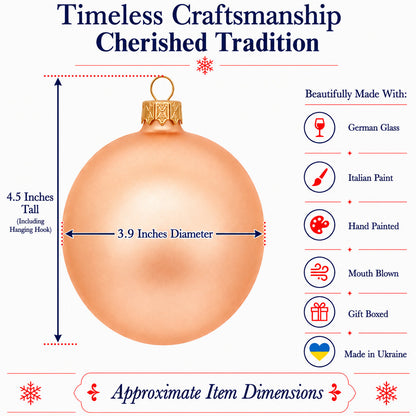 Set of 4 Rose Gold Glass Ball Ornaments 4 Inches