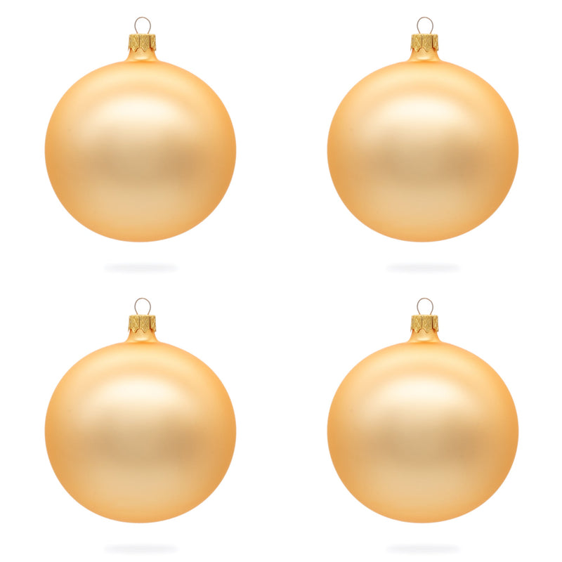 Set of 4 Rose Gold Glass Ball Ornaments 4 Inches