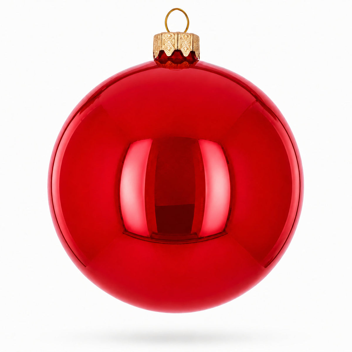 Set of 4 Glossy Red Glass Ball Christmas Ornaments 4 Inches