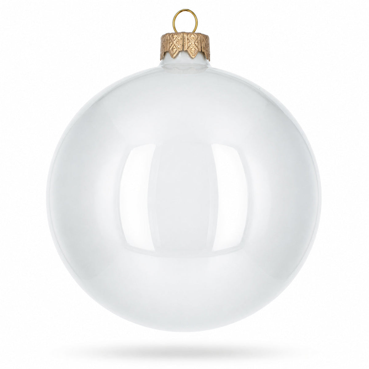 Set of 4 Glossy White Glass Ball Christmas Ornaments 4 Inches