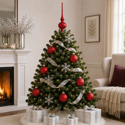 Set of 4 Red Matte Glass Ball Christmas Ornaments 4 Inches