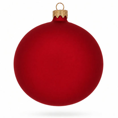 Set of 4 Red Matte Glass Ball Christmas Ornaments 4 Inches