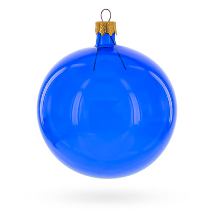 Set of 4 Translucent Glossy Blue Glass Ball Christmas Ornaments 4 Inches