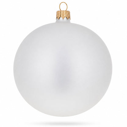 Set of 4 Matte White Glass Ball Christmas Ornaments 4 Inches