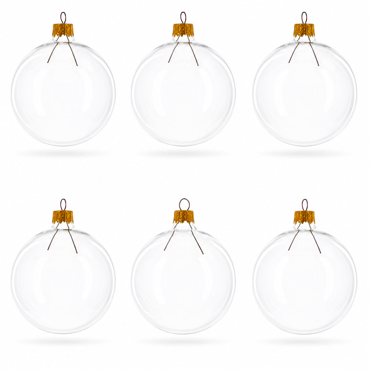 Set of 6 Clear Glass Ball Christmas Ornaments DIY Craft 3.25 Inches