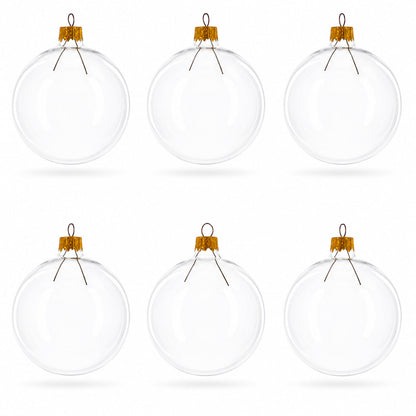 Set of 6 Clear Glass Ball Christmas Ornaments DIY Craft 3.25 Inches