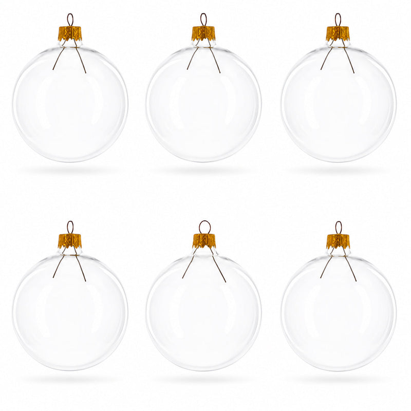 Set of 6 Clear Glass Ball Christmas Ornaments DIY Craft 3.25 Inches