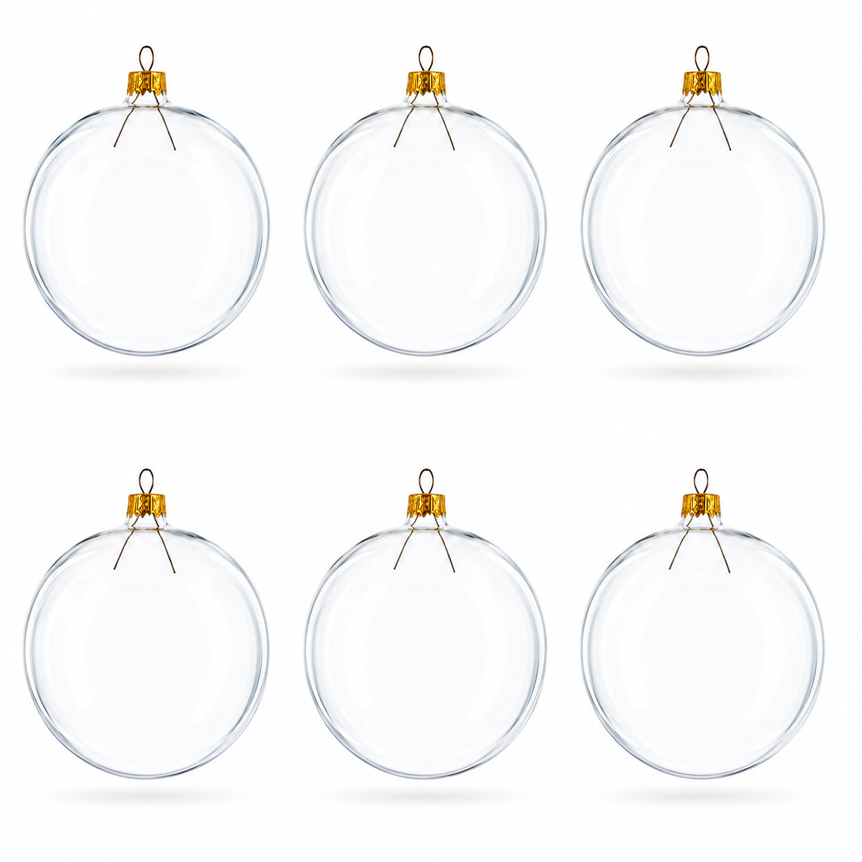 Set of 6 Clear Glass Ball Christmas Ornaments DIY Craft 3.25 Inches