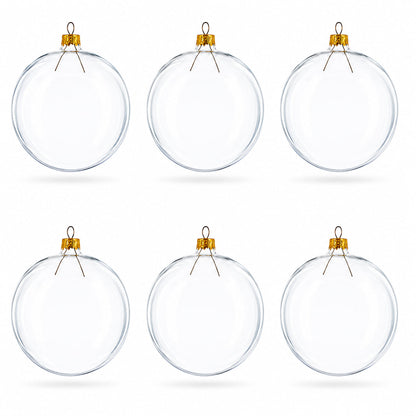 Set of 6 Clear Glass Ball Christmas Ornaments DIY Craft 3.25 Inches