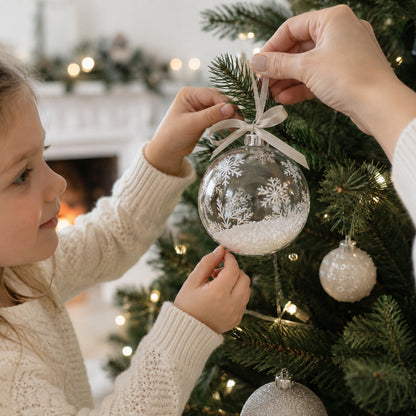 Set of 6 Clear Glass Ball Christmas Ornaments DIY Craft 3.25 Inches