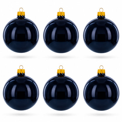 Black Glossy Glass Ball Christmas Ornament 3.25 Inches