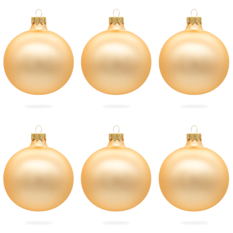 Set of 6 Rose Gold Glass Ball Ornaments 3.25 Inches