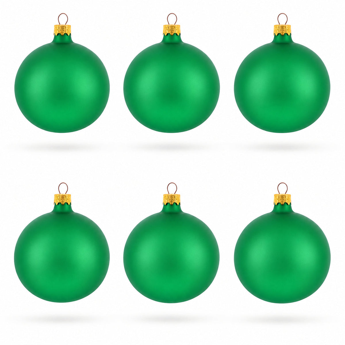 Set of 6 Matte Green Glass Ball Christmas Ornaments 3.25 Inches