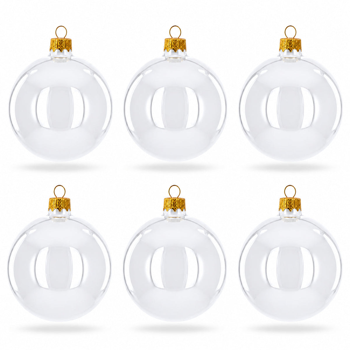 Set of 6 White Glossy Glass Ball Christmas Ornaments 3.25 Inches