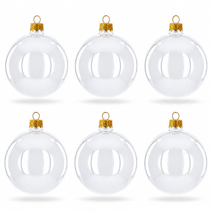Set of 6 White Glossy Glass Ball Christmas Ornaments 3.25 Inches