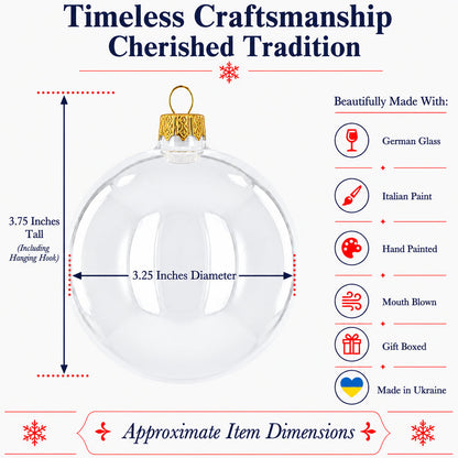 Set of 6 White Glossy Glass Ball Christmas Ornaments 3.25 Inches